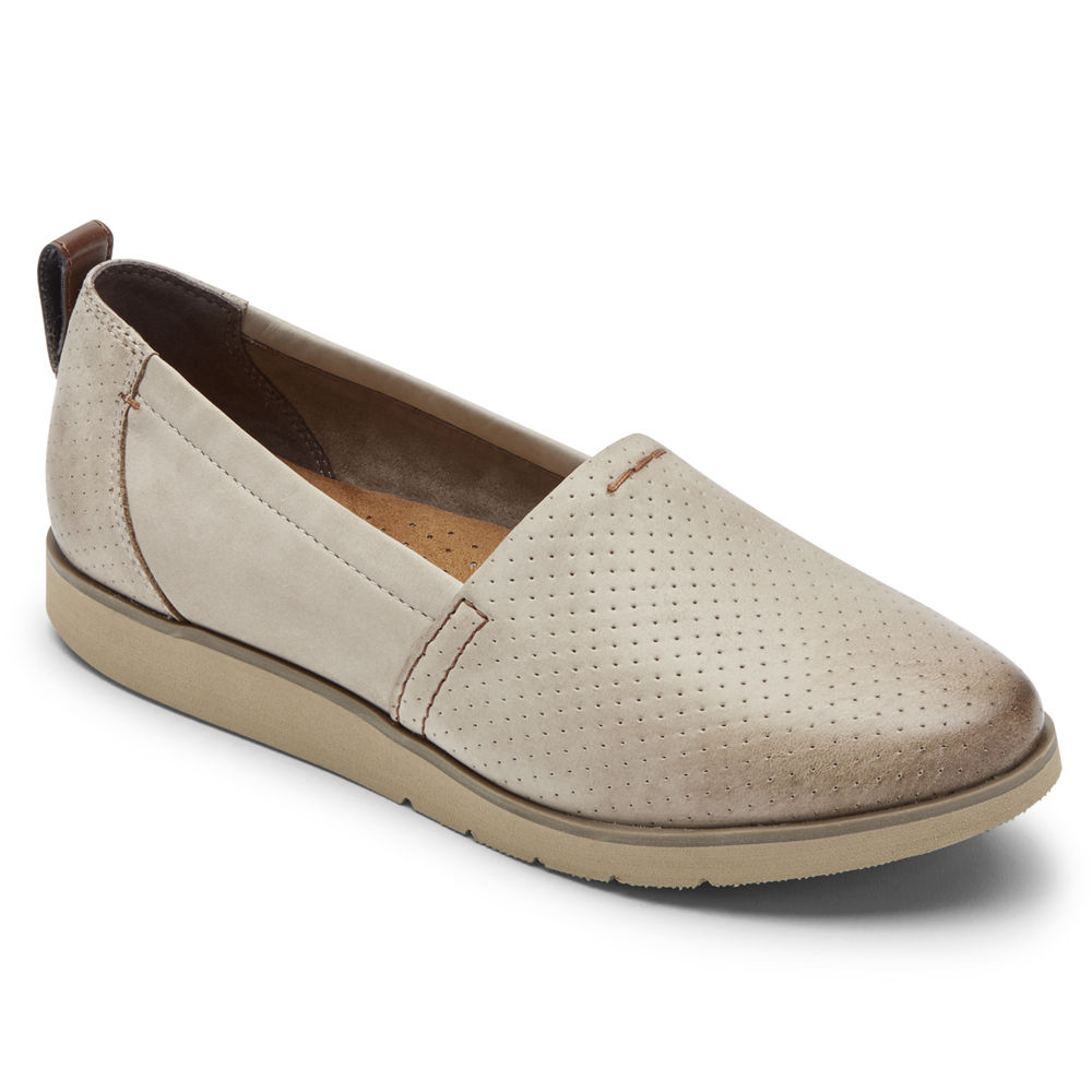 Rockport Slip-Ons Dame Beige - Cobb Hill Laci - SNML13459